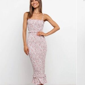 Floral Ruffle Smocked Midi Dress